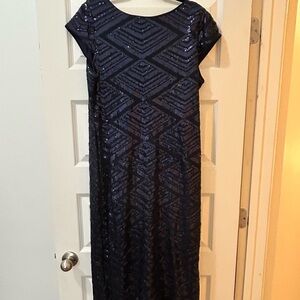 Elegant Navy Midi Sequin Dress